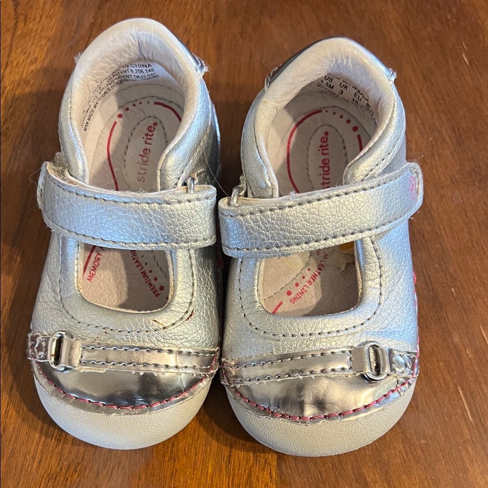 Stride Rite Silver Baby Walker Shoes with Velcro